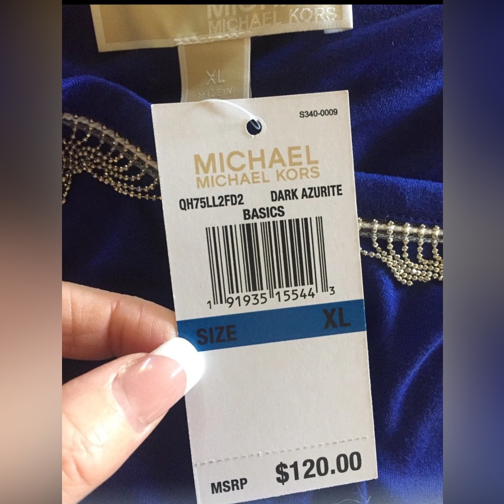 Michael Kors Dark Azurite  Sleeveless Tank Top with Silver Trim - Picture 8 of 8